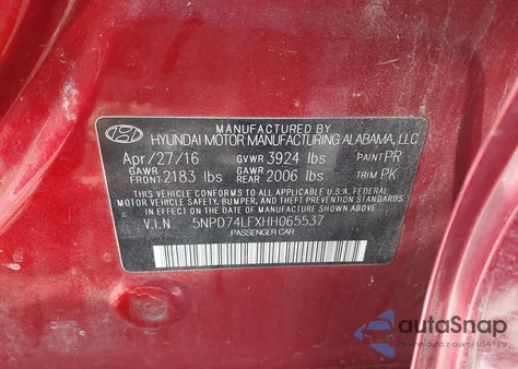 2017 Hyundai Elantra Se from USA, damaged, VIN 5NPD74LFXHH065537